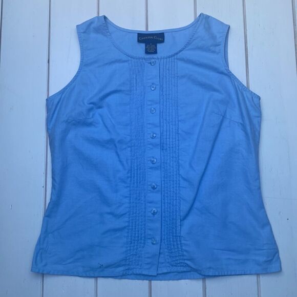 Linen/Cotton Blend Button Down Tank Top - Picture 11 of 11